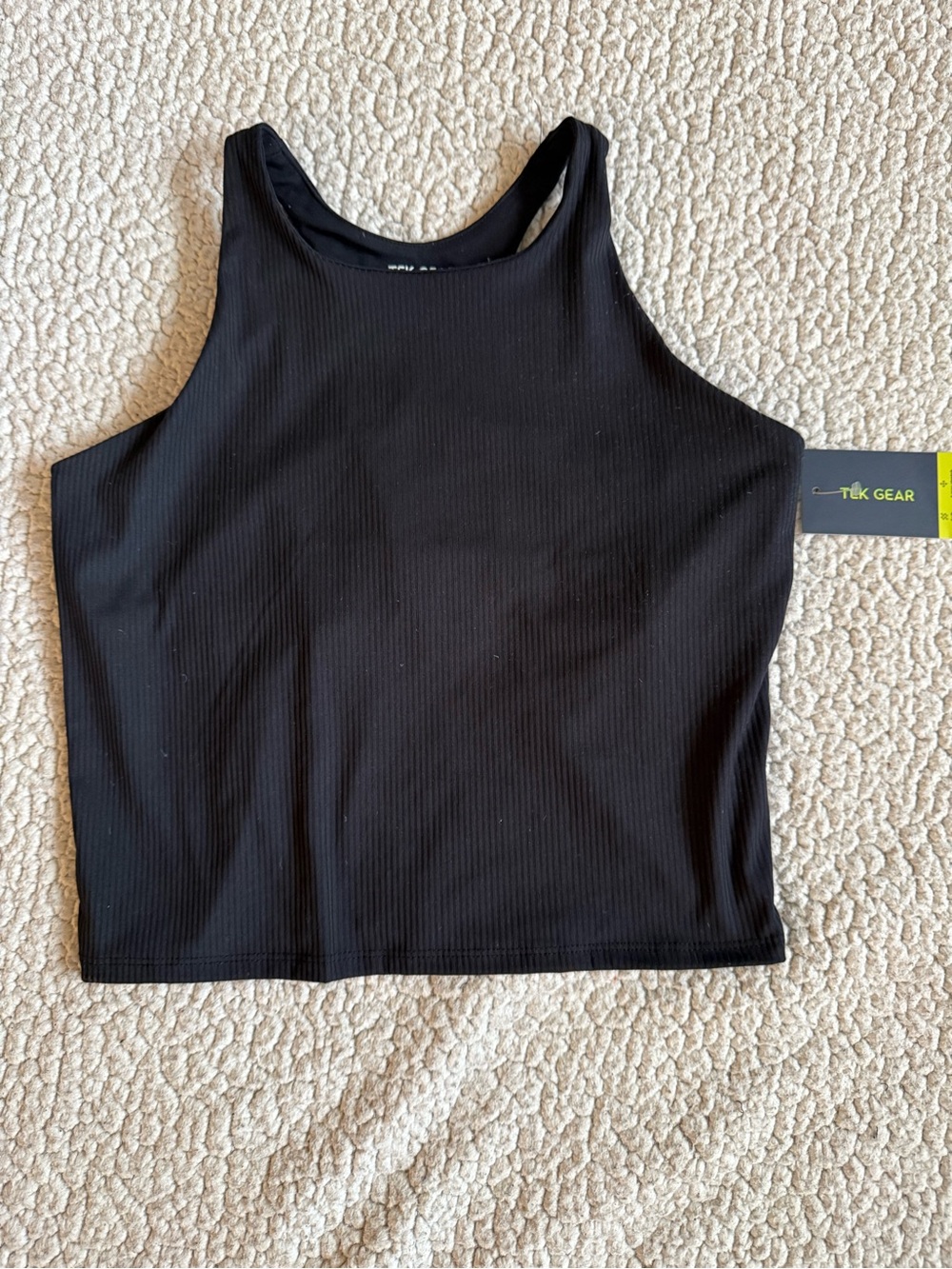 Tek Gear Black Ribbed High-Neck Cropped Tank